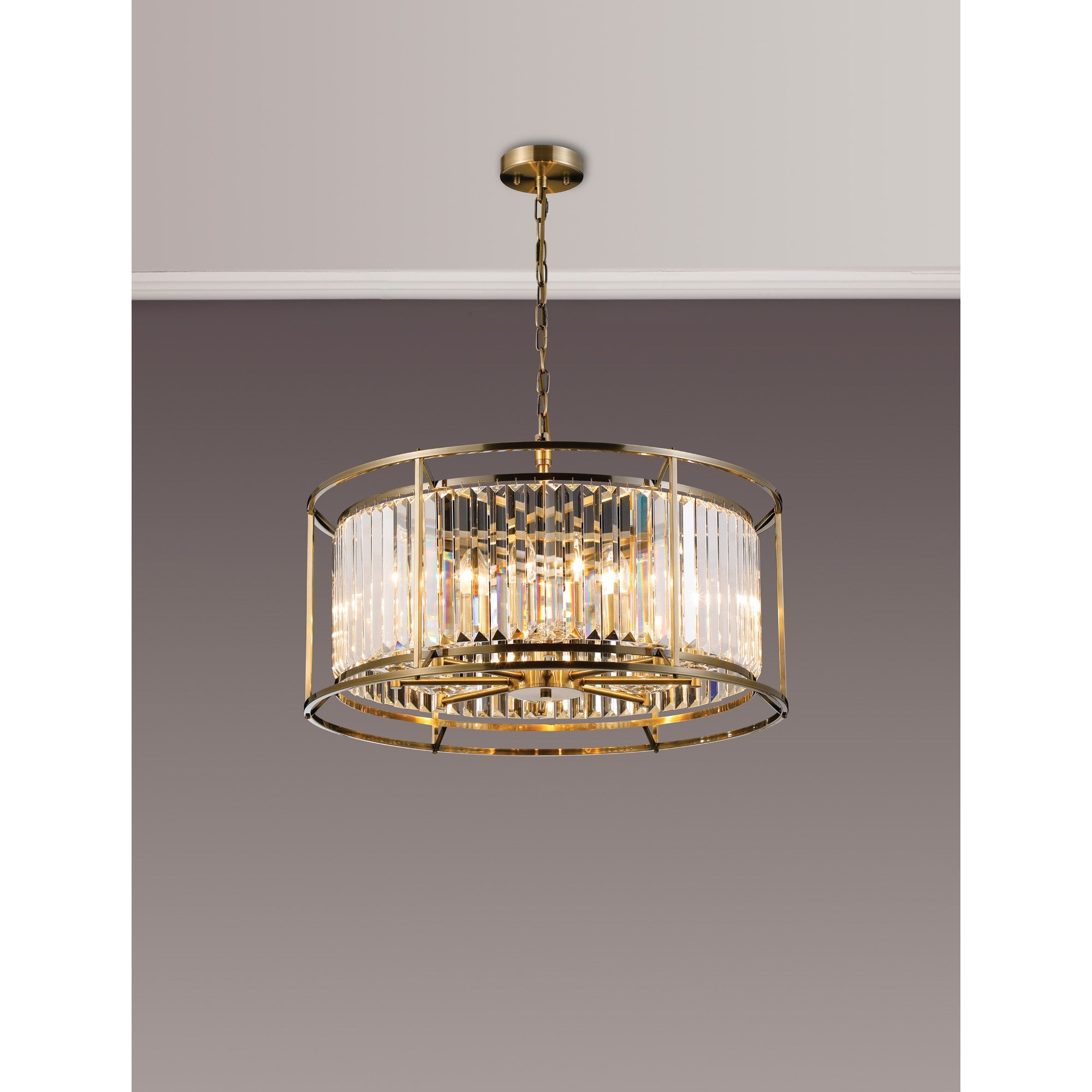 NL91309 Maccia 8 Light Pendant/Ceiling Light Antique Brass Clear