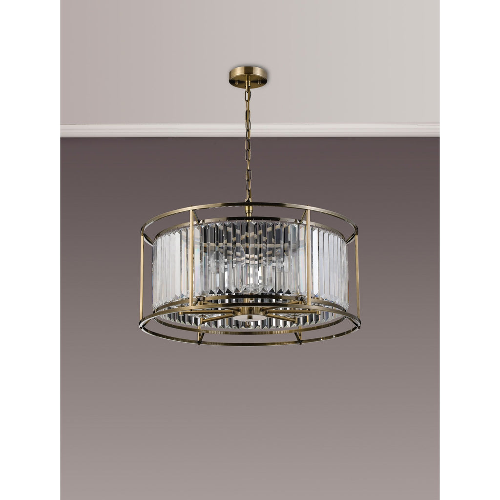 NL91309 Maccia 8 Light Pendant/Ceiling Light Antique Brass Clear