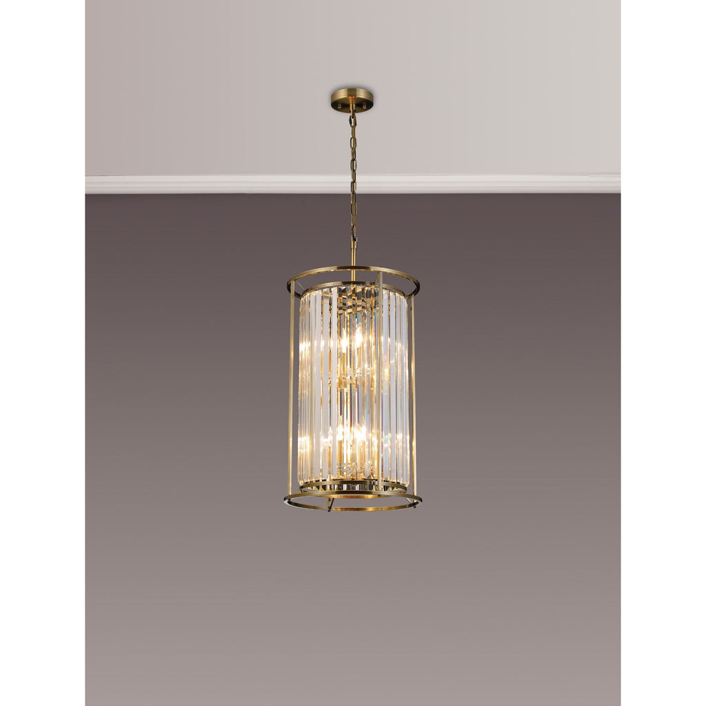 NL91319 Maccia 6 Light Pendant/Ceiling Light Antique Brass Clear