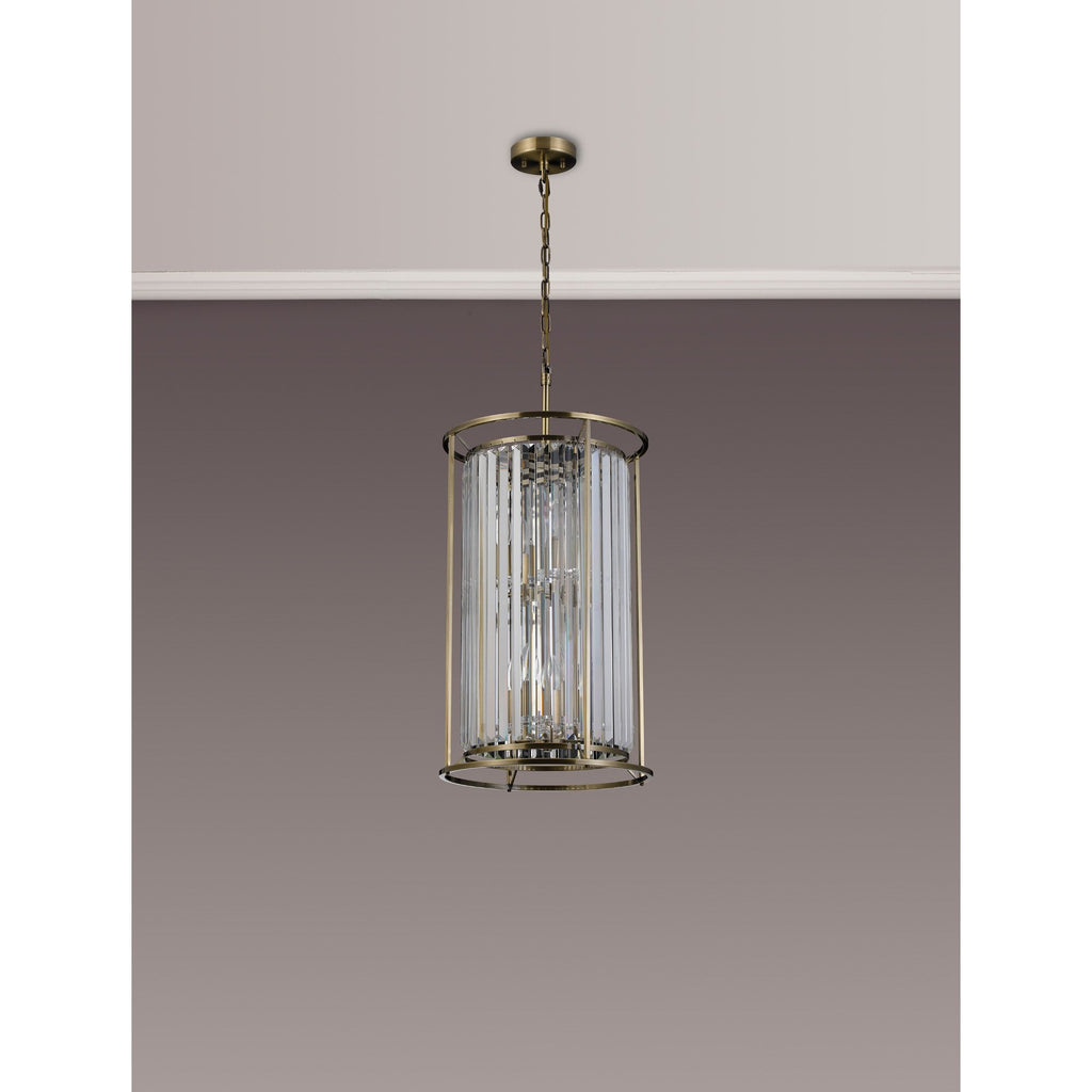 NL91319 Maccia 6 Light Pendant/Ceiling Light Antique Brass Clear