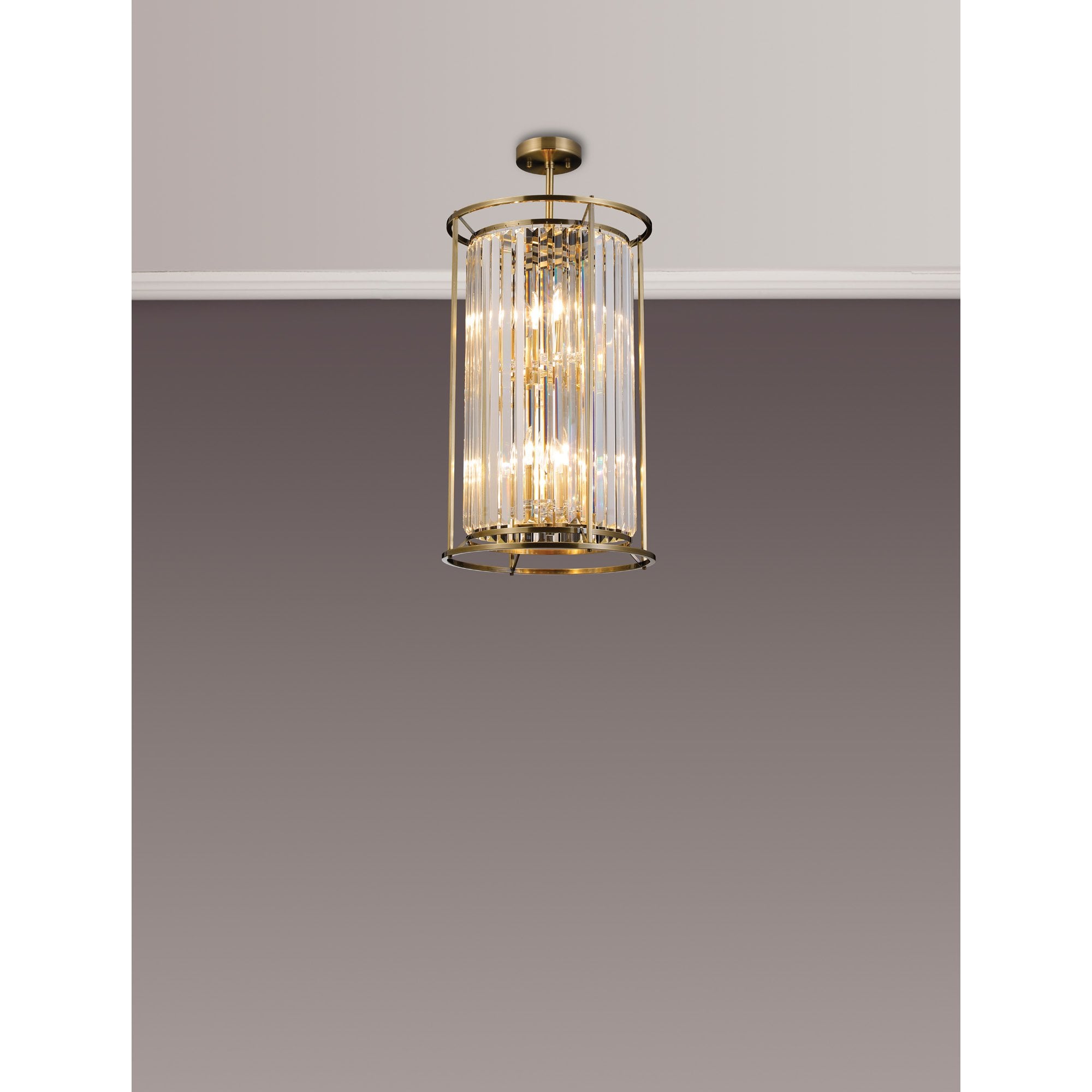 NL91319 Maccia 6 Light Pendant/Ceiling Light Antique Brass Clear