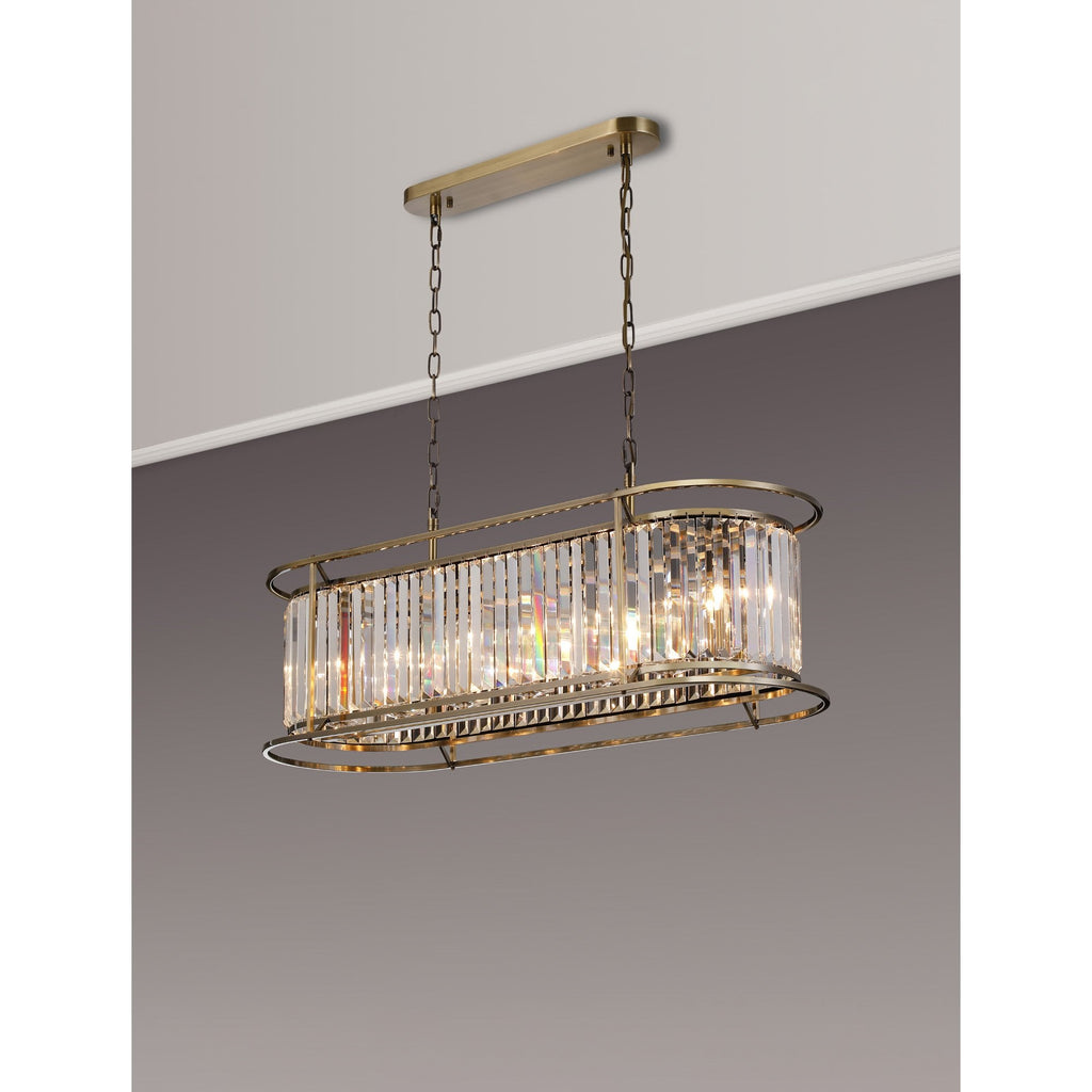 NL91329 Maccia 7 Light Pendant/Ceiling Light Antique Brass Clear
