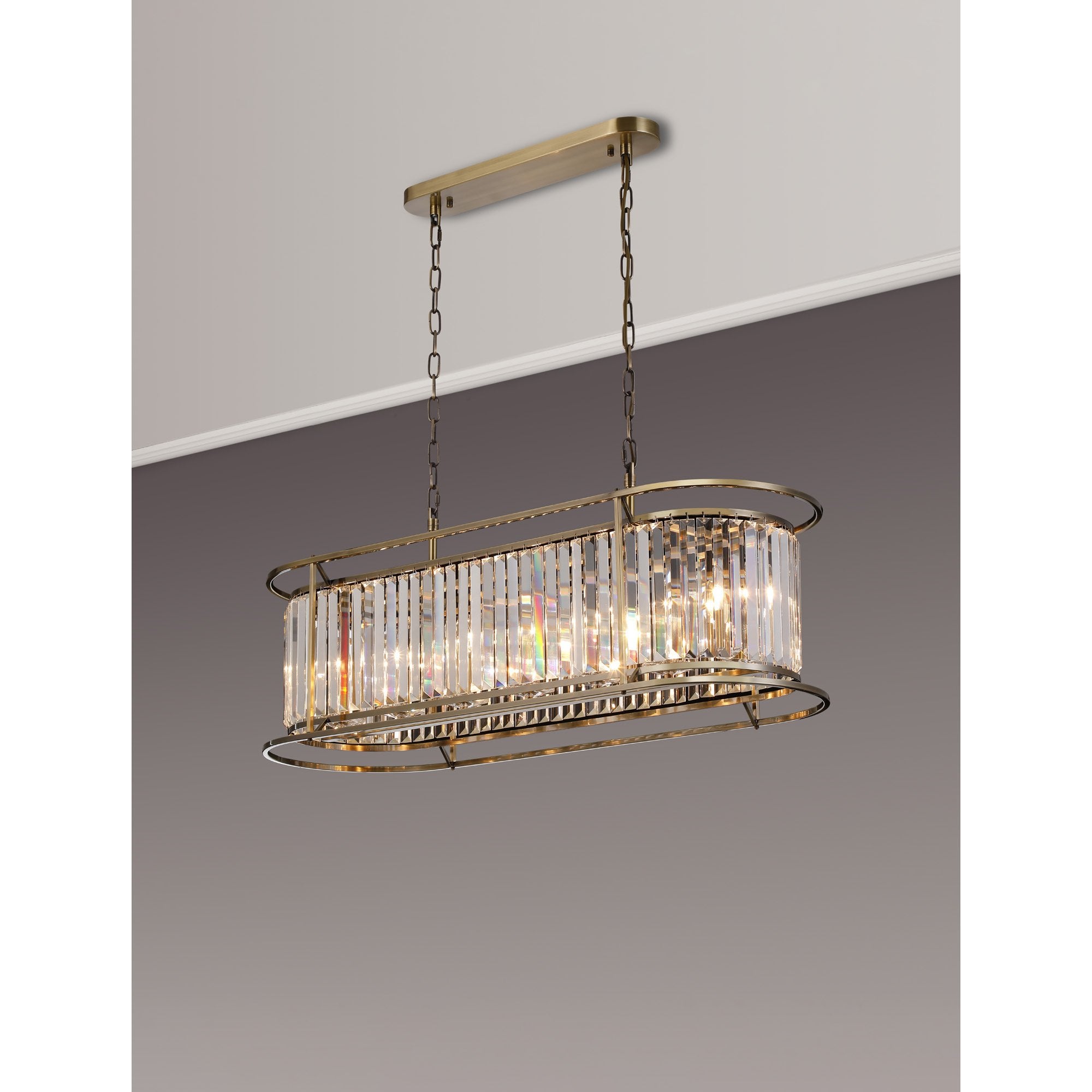 NL91329 Maccia 7 Light Pendant/Ceiling Light Antique Brass Clear