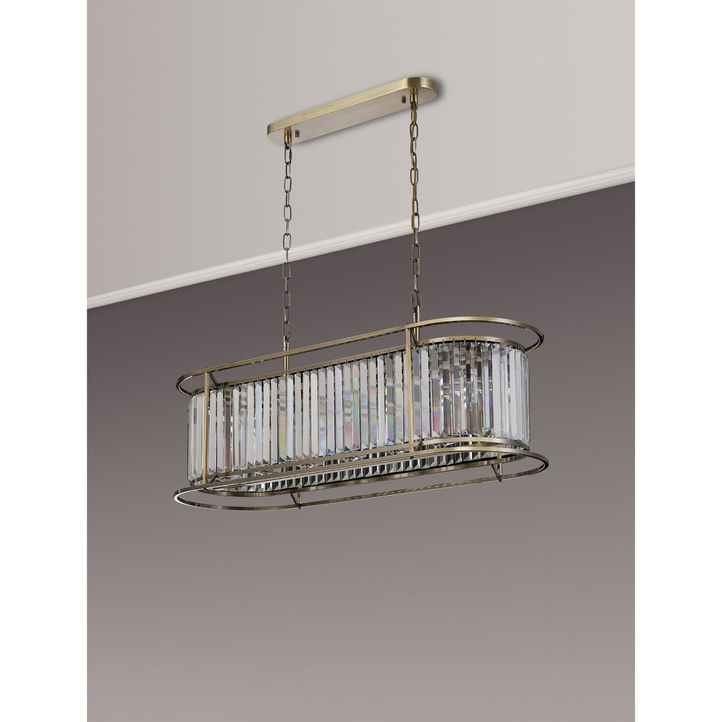 NL91329 Maccia 7 Light Pendant/Ceiling Light Antique Brass Clear