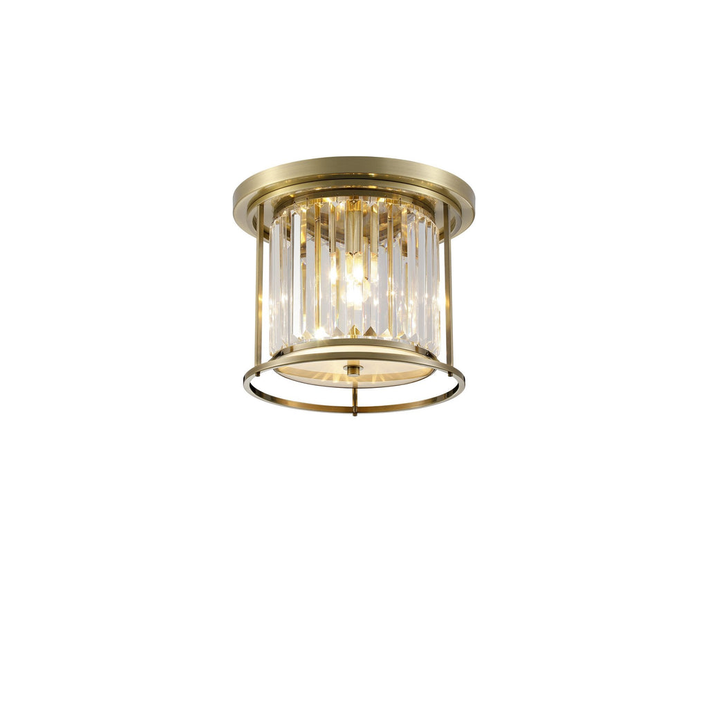 NL91339 Maccia 3 Light Flush Ceiling Light Antique Brass Clear