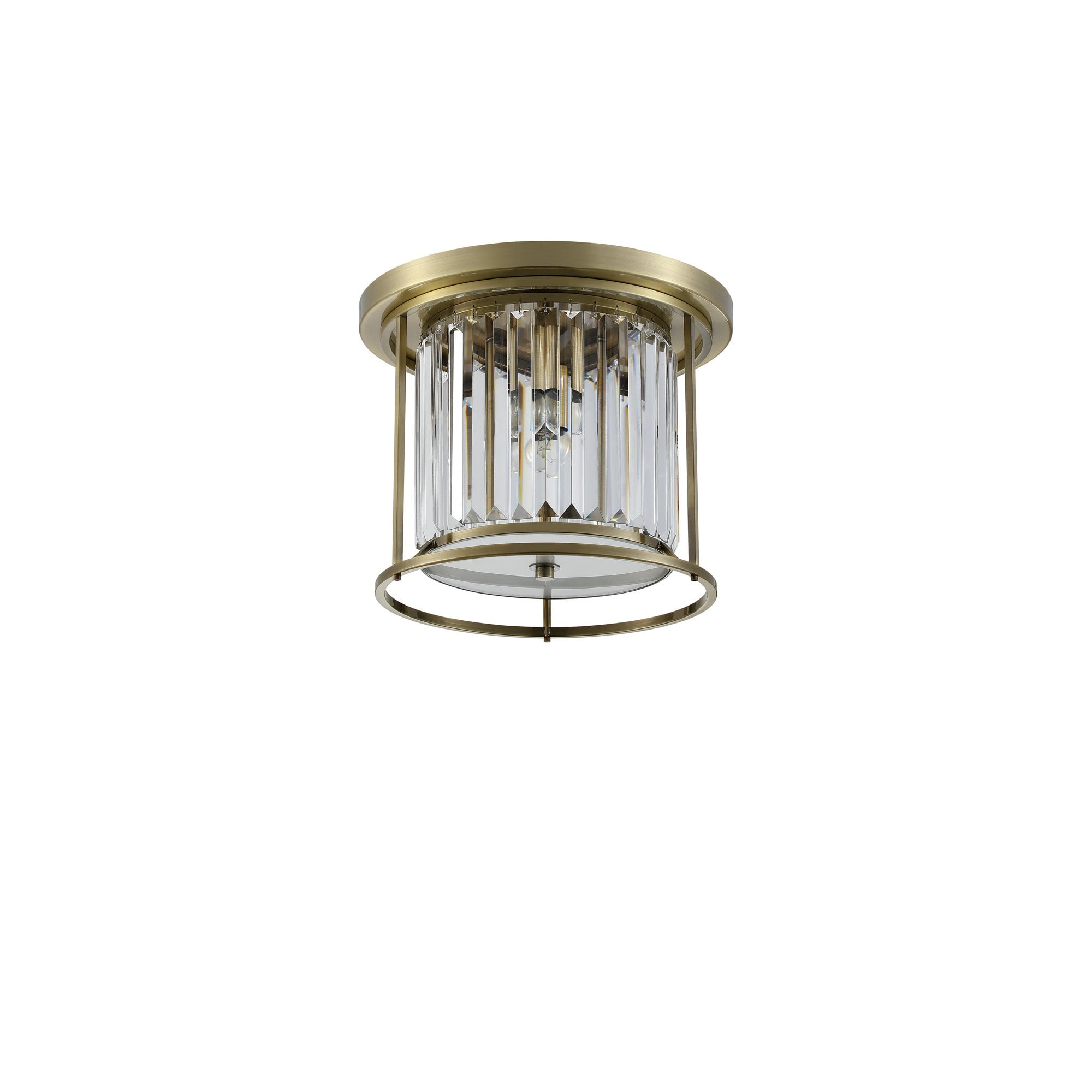 NL91339 Maccia 3 Light Flush Ceiling Light Antique Brass Clear