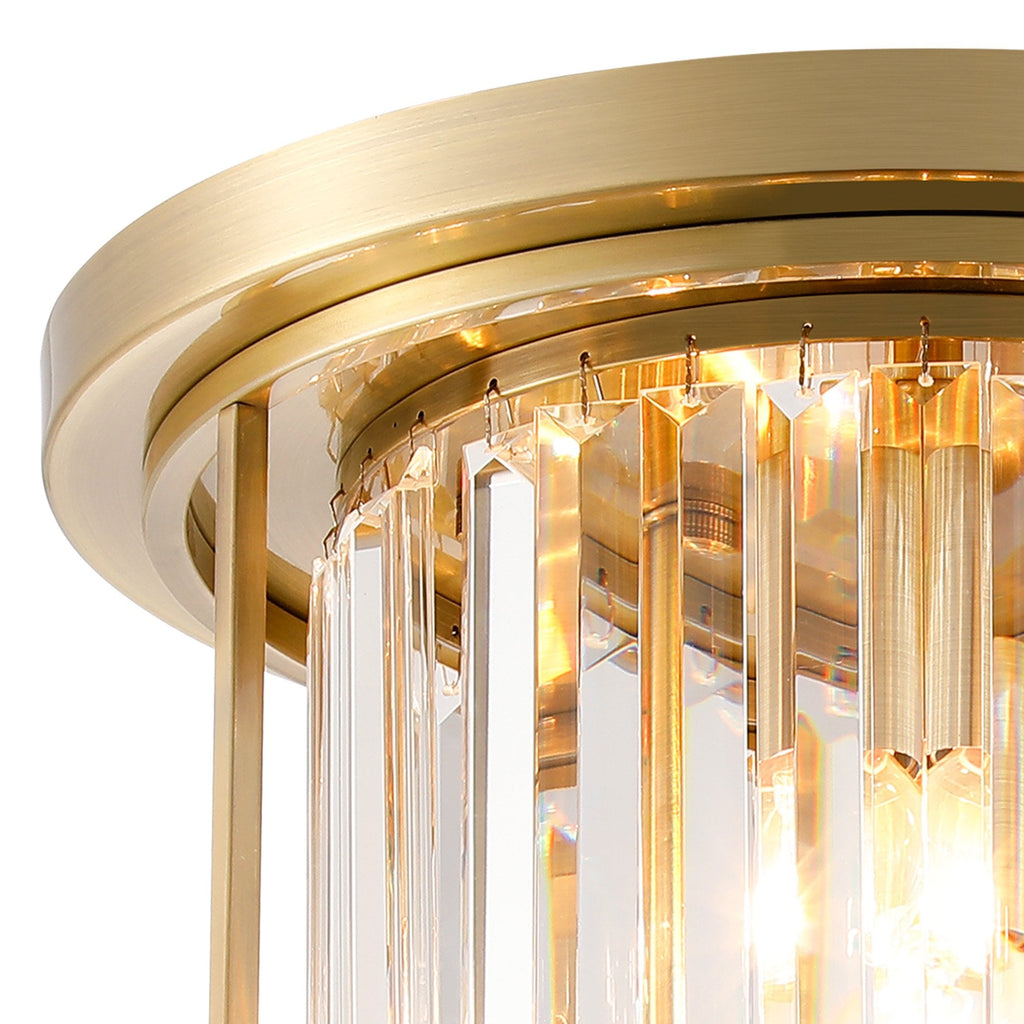 NL91339 Maccia 3 Light Flush Ceiling Light Antique Brass Clear