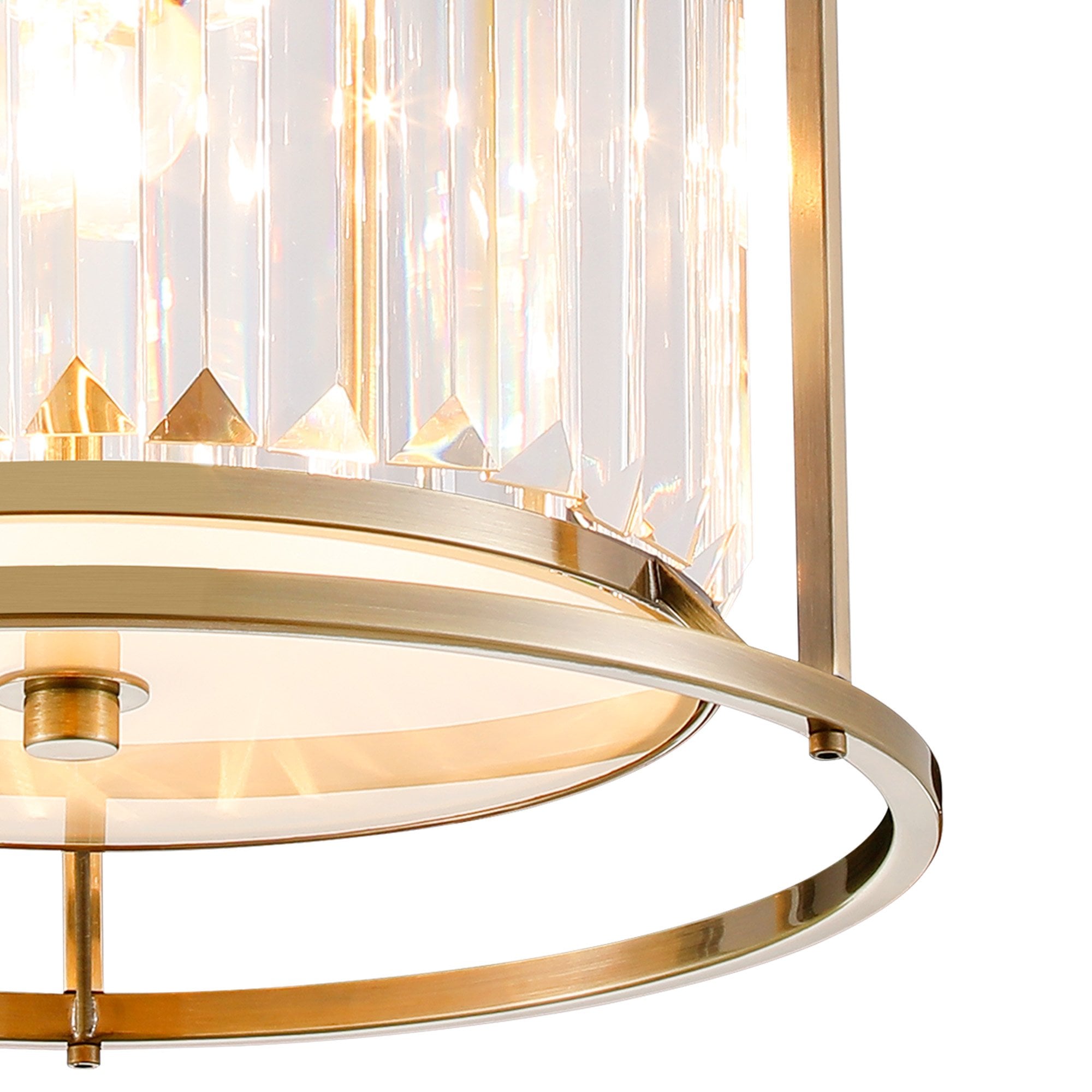 NL91339 Maccia 3 Light Flush Ceiling Light Antique Brass Clear