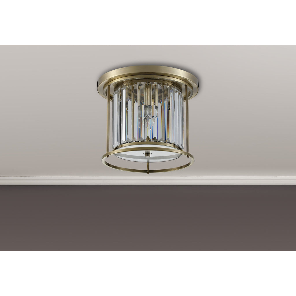 NL91339 Maccia 3 Light Flush Ceiling Light Antique Brass Clear