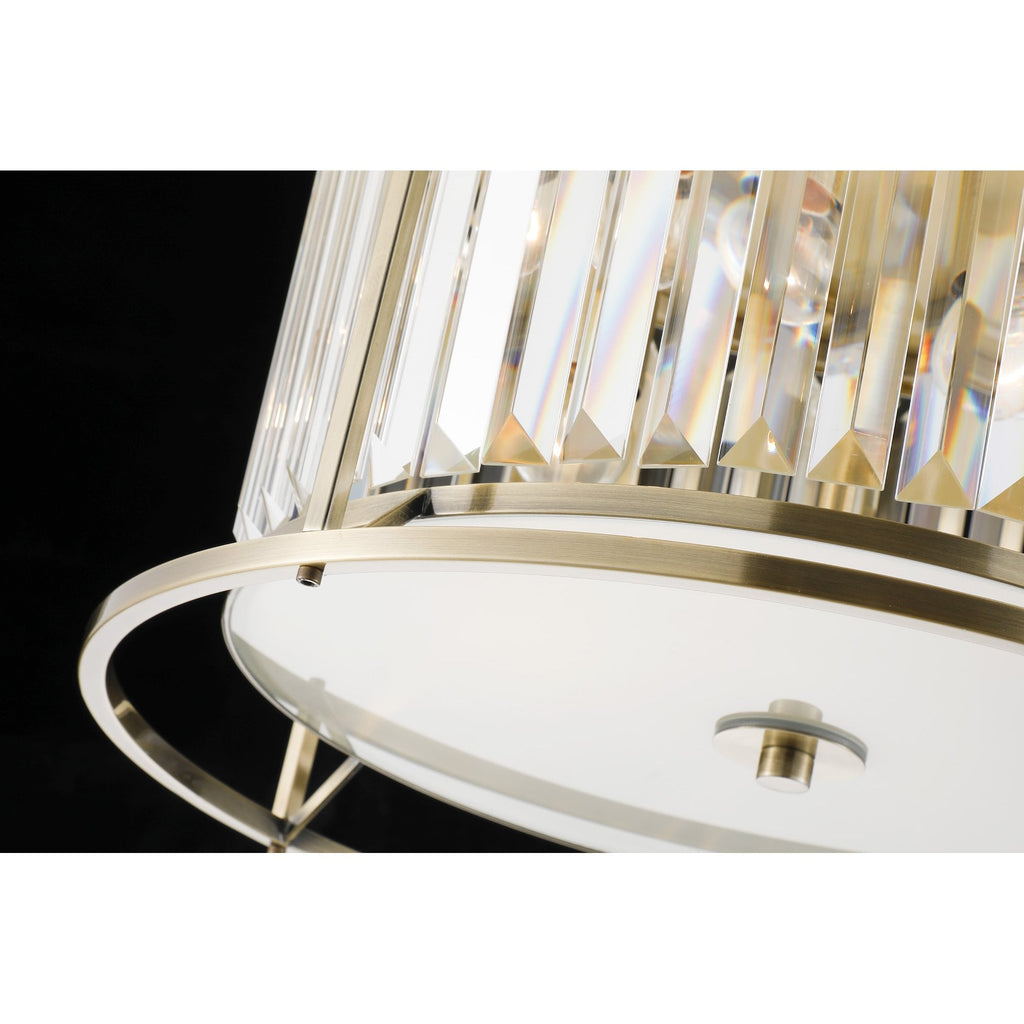 NL91339 Maccia 3 Light Flush Ceiling Light Antique Brass Clear