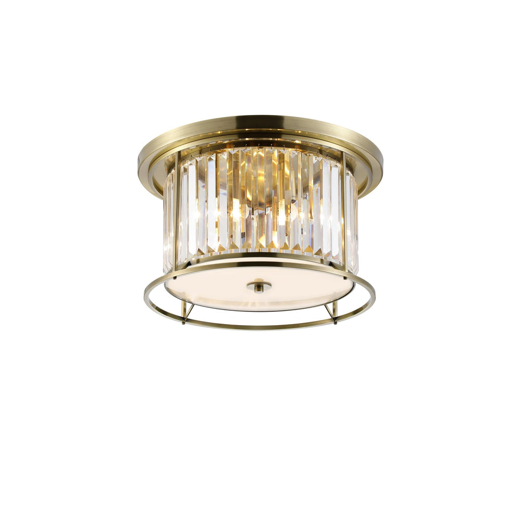 NL91349 Maccia 4 Light Flush Ceiling Light Antique Brass Clear