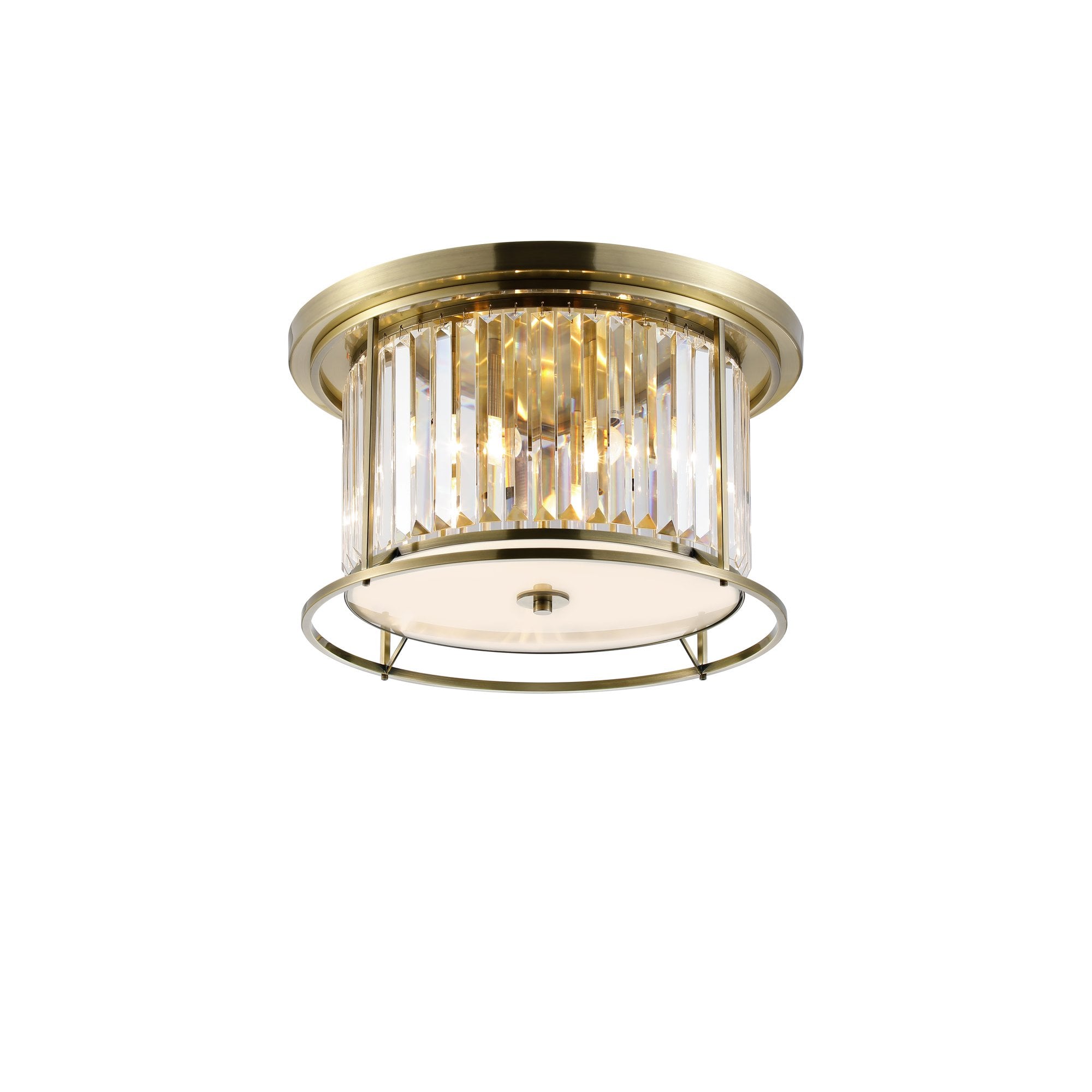 NL91349 Maccia 4 Light Flush Ceiling Light Antique Brass Clear