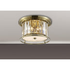 NL91349 Maccia 4 Light Flush Ceiling Light Antique Brass Clear
