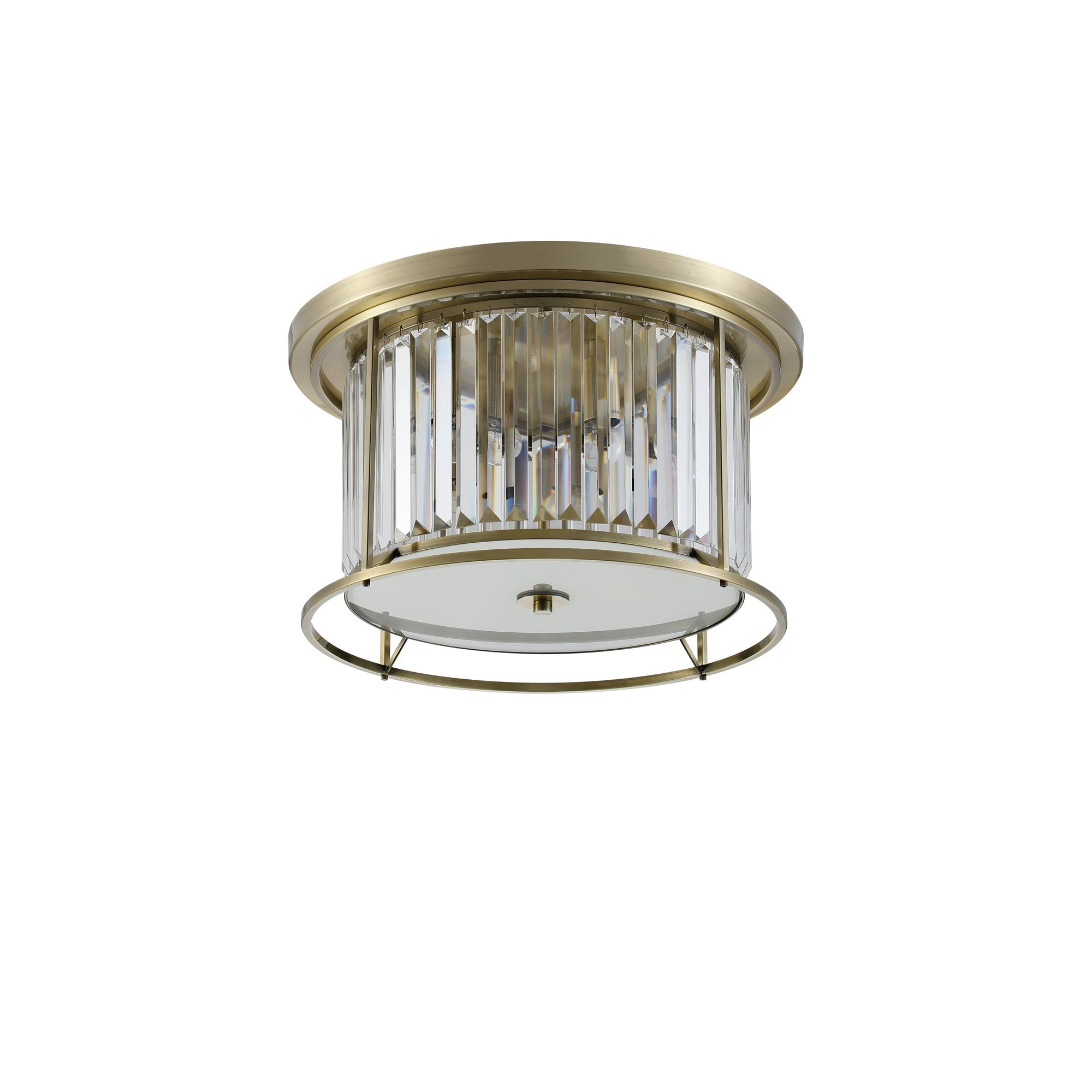 NL91349 Maccia 4 Light Flush Ceiling Light Antique Brass Clear
