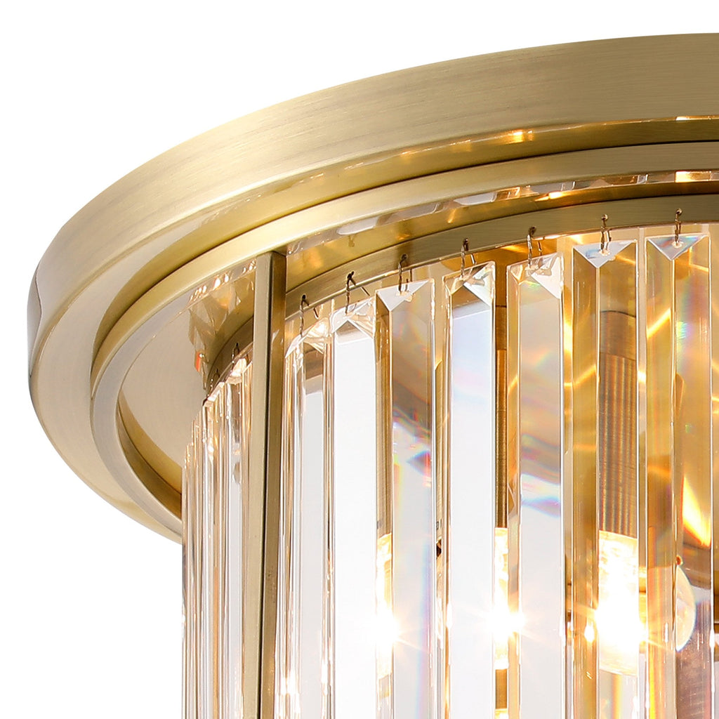 NL91349 Maccia 4 Light Flush Ceiling Light Antique Brass Clear