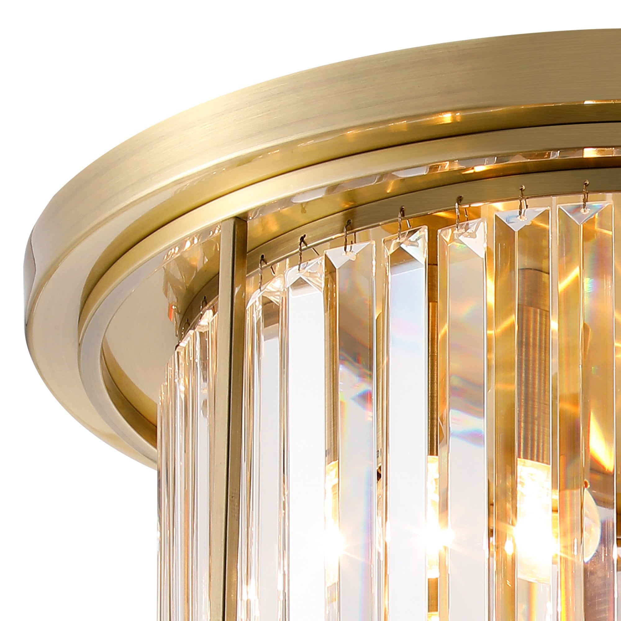NL91349 Maccia 4 Light Flush Ceiling Light Antique Brass Clear