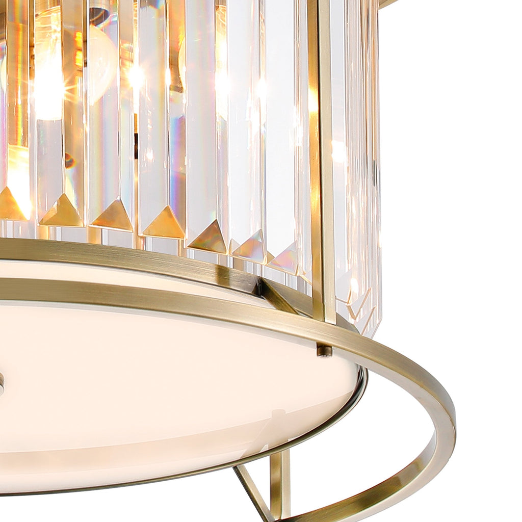 NL91349 Maccia 4 Light Flush Ceiling Light Antique Brass Clear