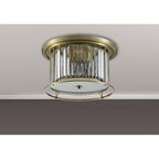 NL91349 Maccia 4 Light Flush Ceiling Light Antique Brass Clear