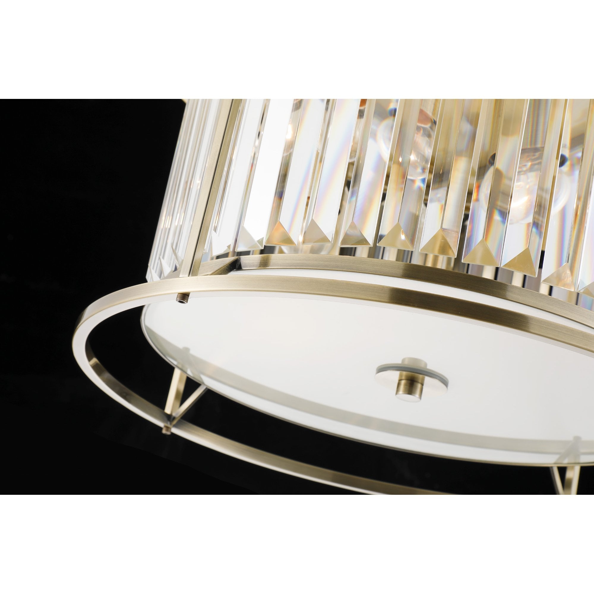 NL91349 Maccia 4 Light Flush Ceiling Light Antique Brass Clear