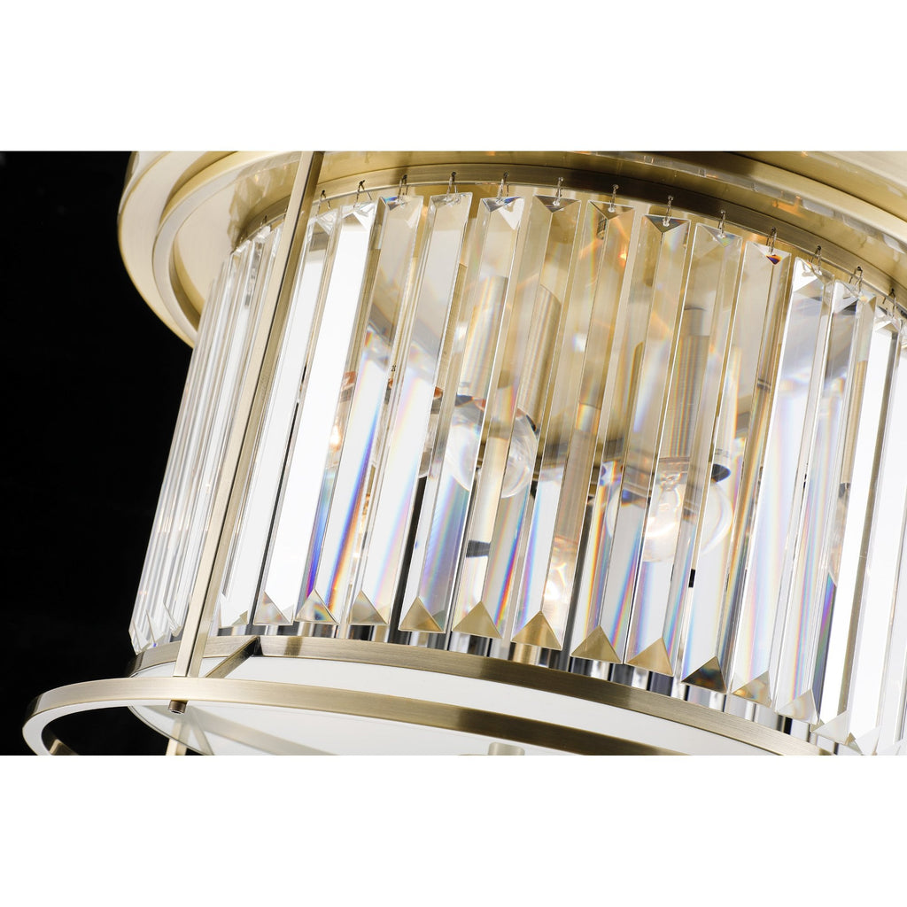 NL91349 Maccia 4 Light Flush Ceiling Light Antique Brass Clear