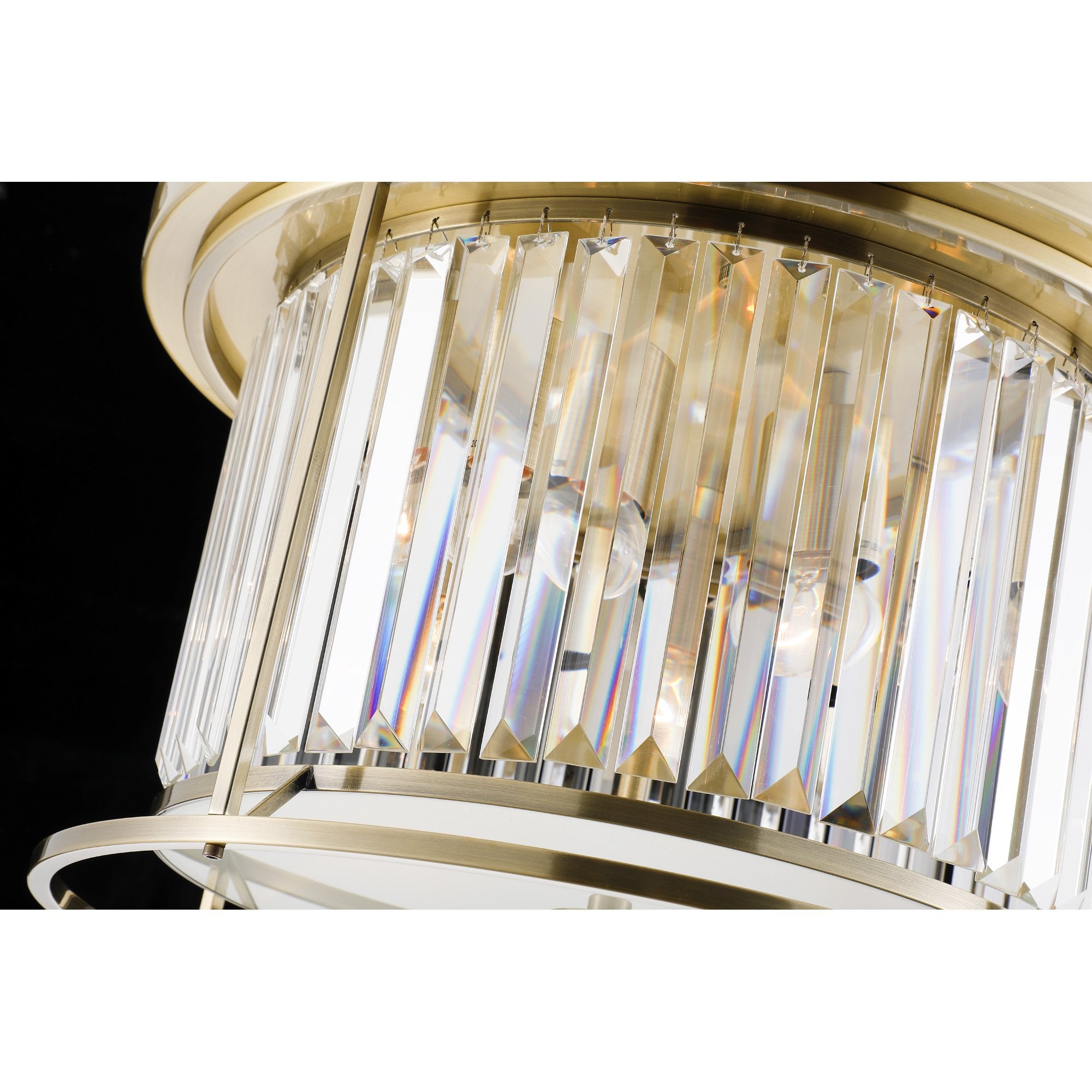 NL91349 Maccia 4 Light Flush Ceiling Light Antique Brass Clear