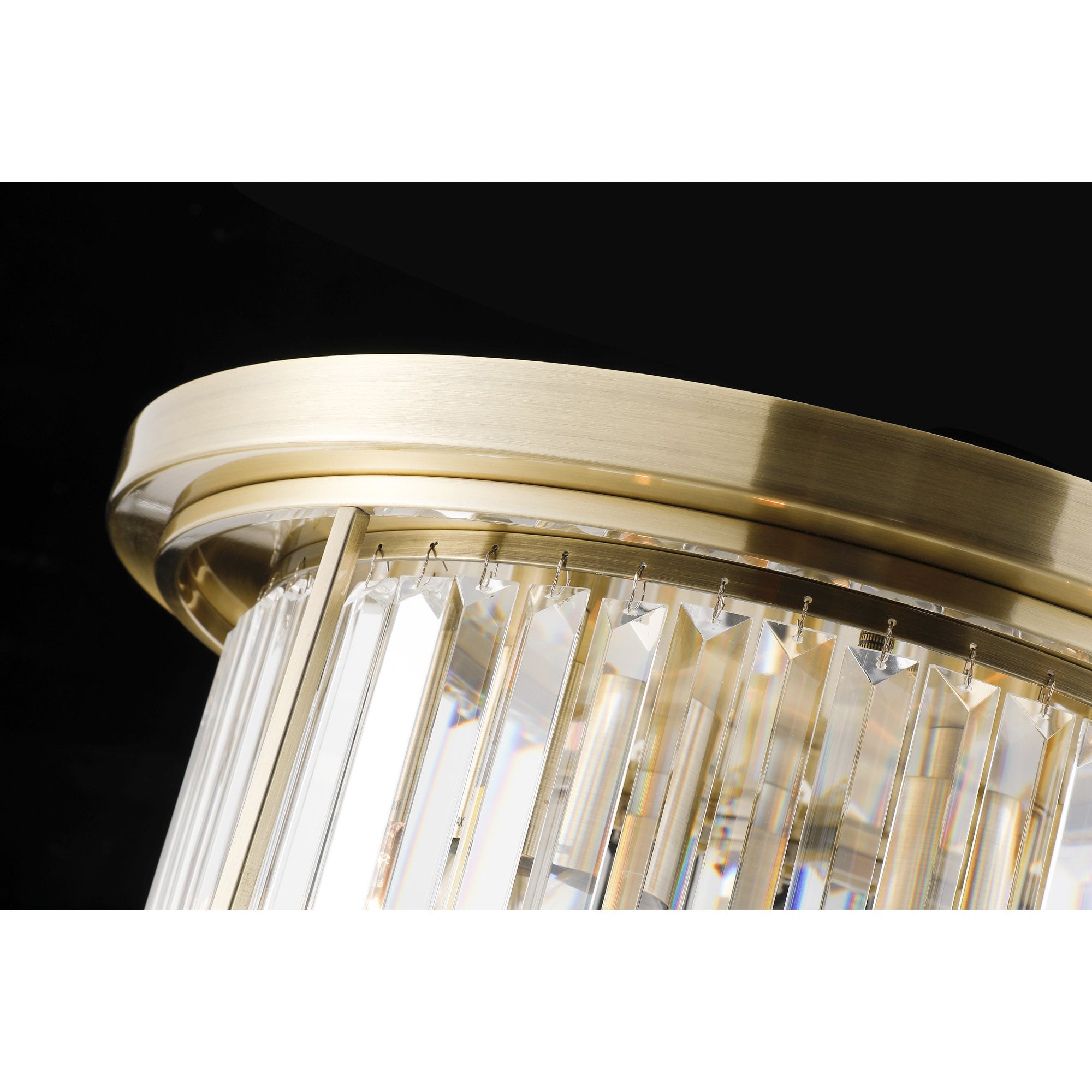 NL91349 Maccia 4 Light Flush Ceiling Light Antique Brass Clear