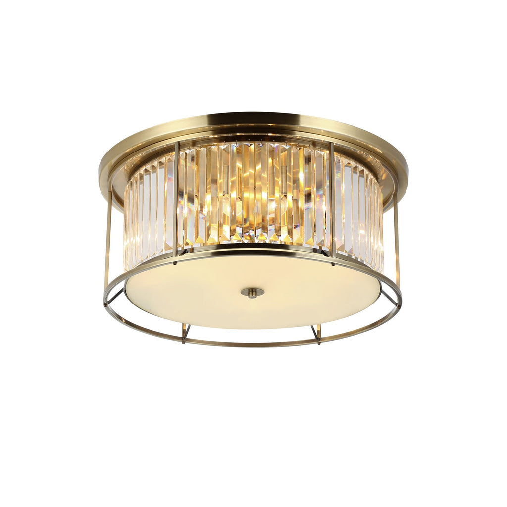 NL91359 Maccia 6 Light Flush Ceiling Light Antique Brass Clear