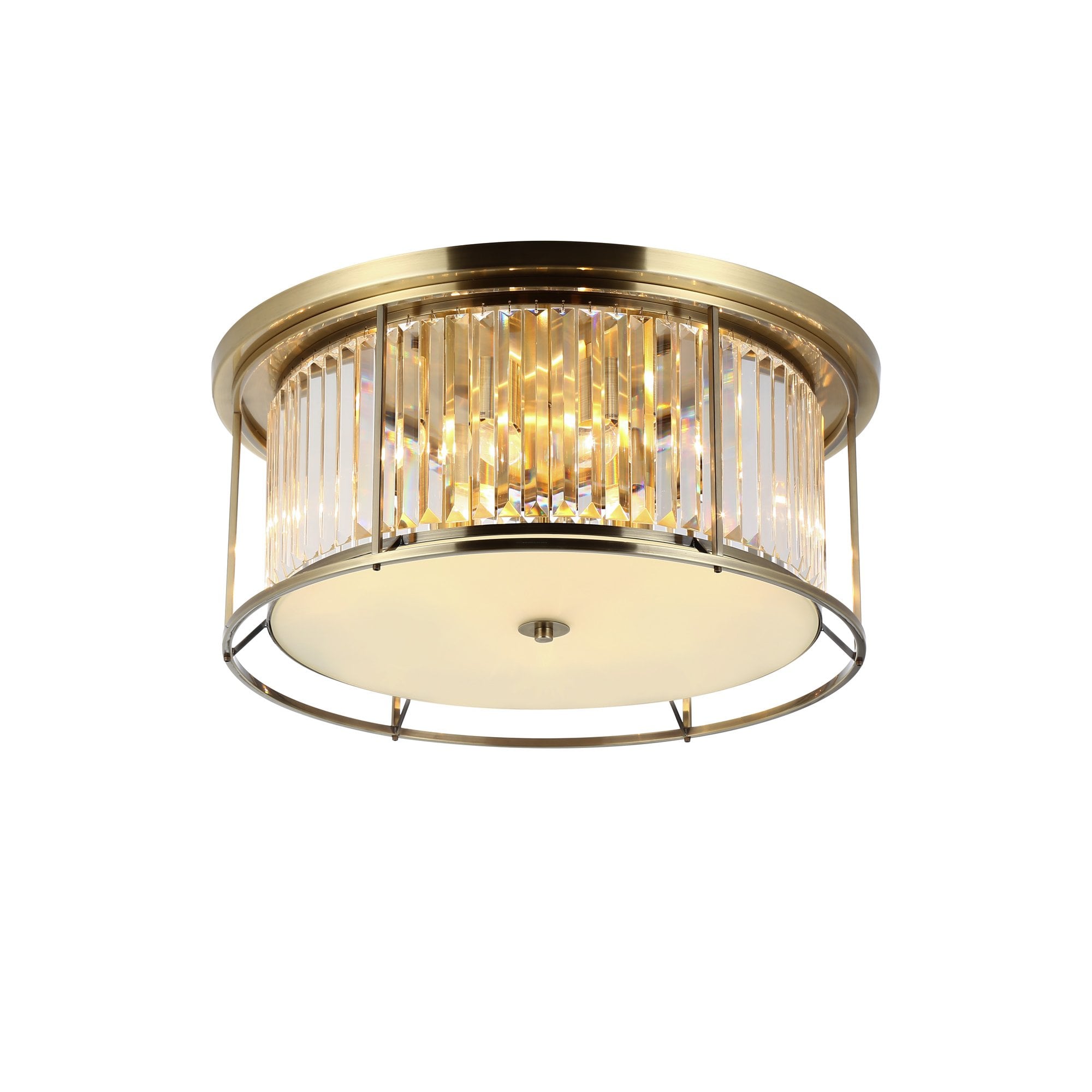 NL91359 Maccia 6 Light Flush Ceiling Light Antique Brass Clear