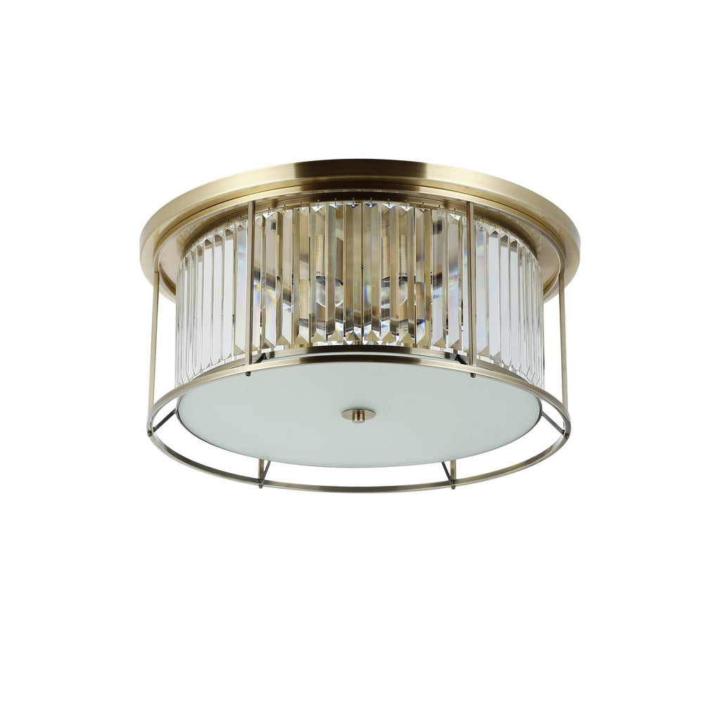 NL91359 Maccia 6 Light Flush Ceiling Light Antique Brass Clear
