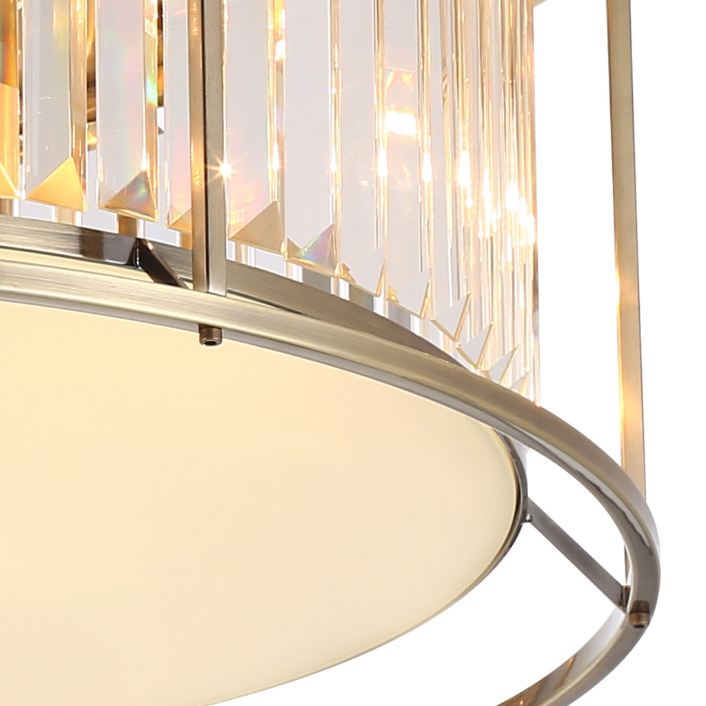 NL91359 Maccia 6 Light Flush Ceiling Light Antique Brass Clear