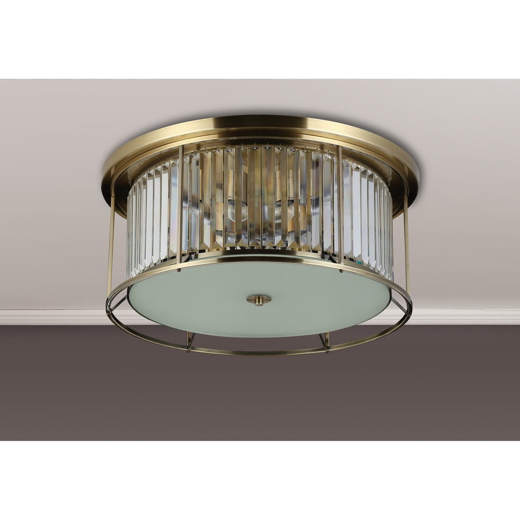 NL91359 Maccia 6 Light Flush Ceiling Light Antique Brass Clear