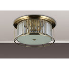 NL91359 Maccia 6 Light Flush Ceiling Light Antique Brass Clear