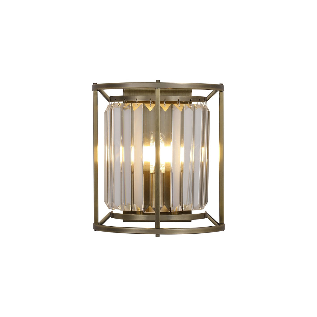 NL91369 Maccia 2 Light Wall Light Antique Brass Clear