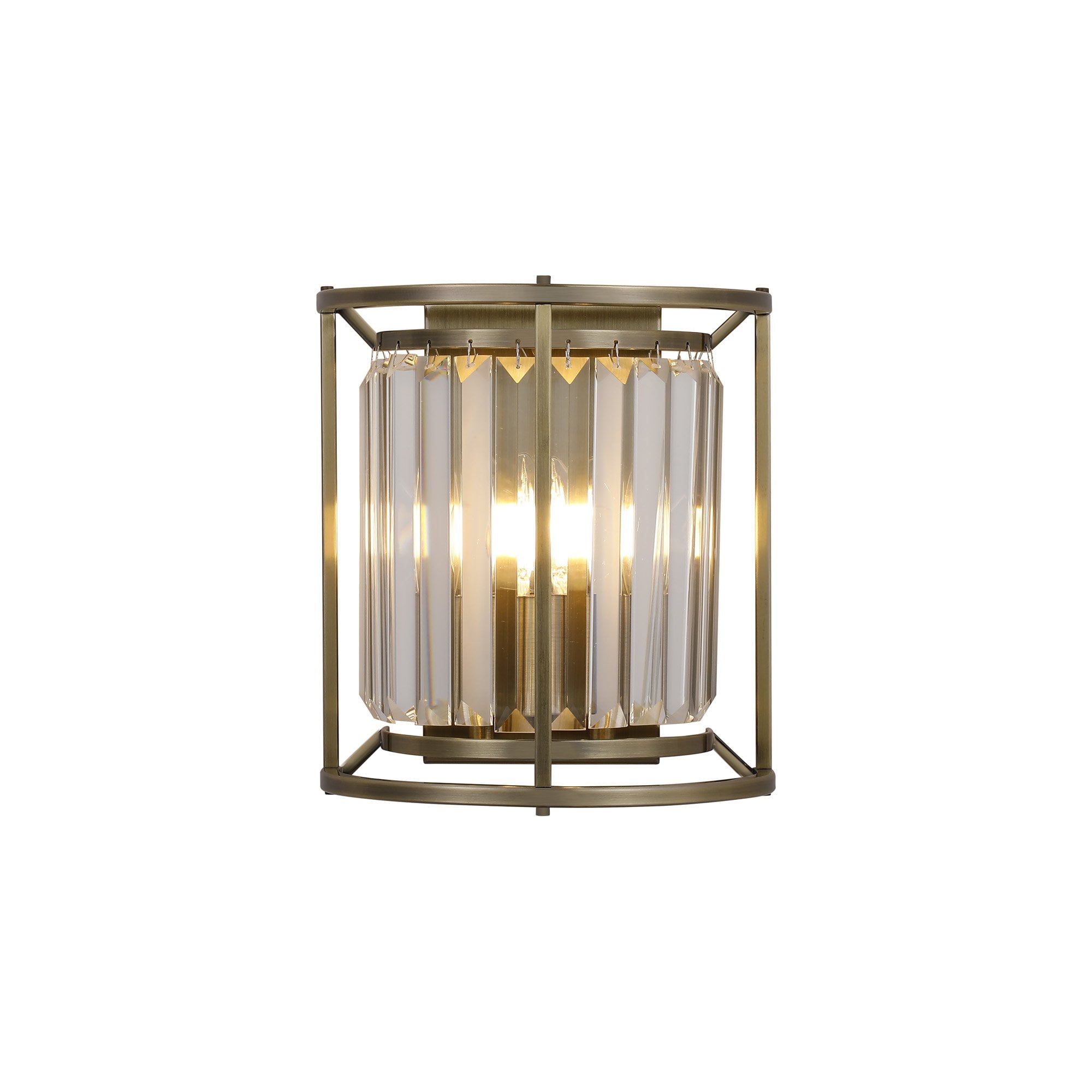 NL91369 Maccia 2 Light Wall Light Antique Brass Clear