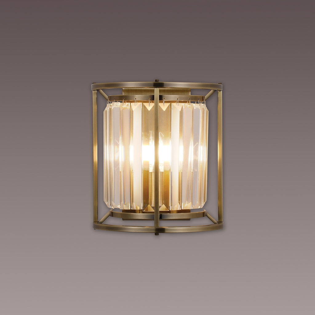 NL91369 Maccia 2 Light Wall Light Antique Brass Clear