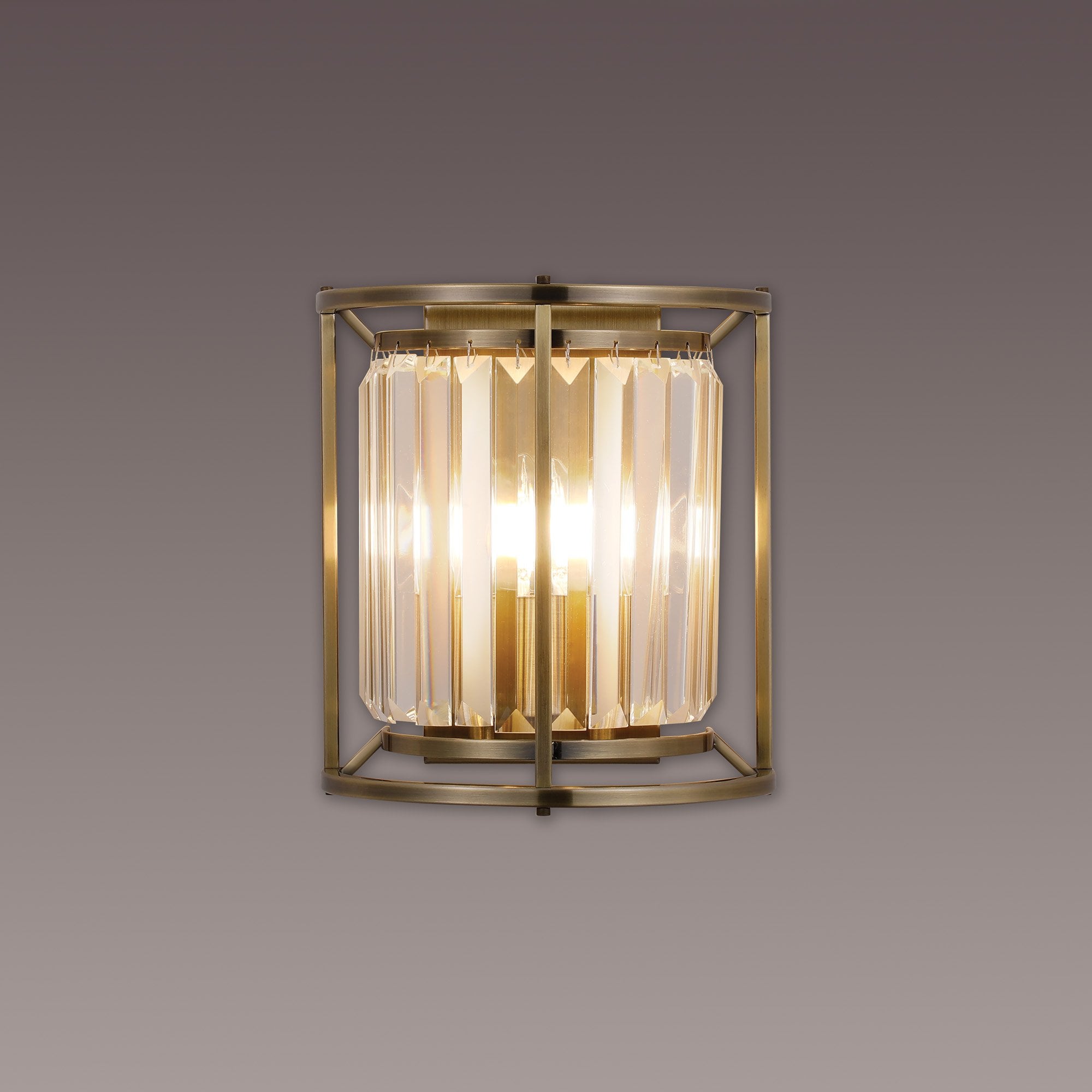 NL91369 Maccia 2 Light Wall Light Antique Brass Clear
