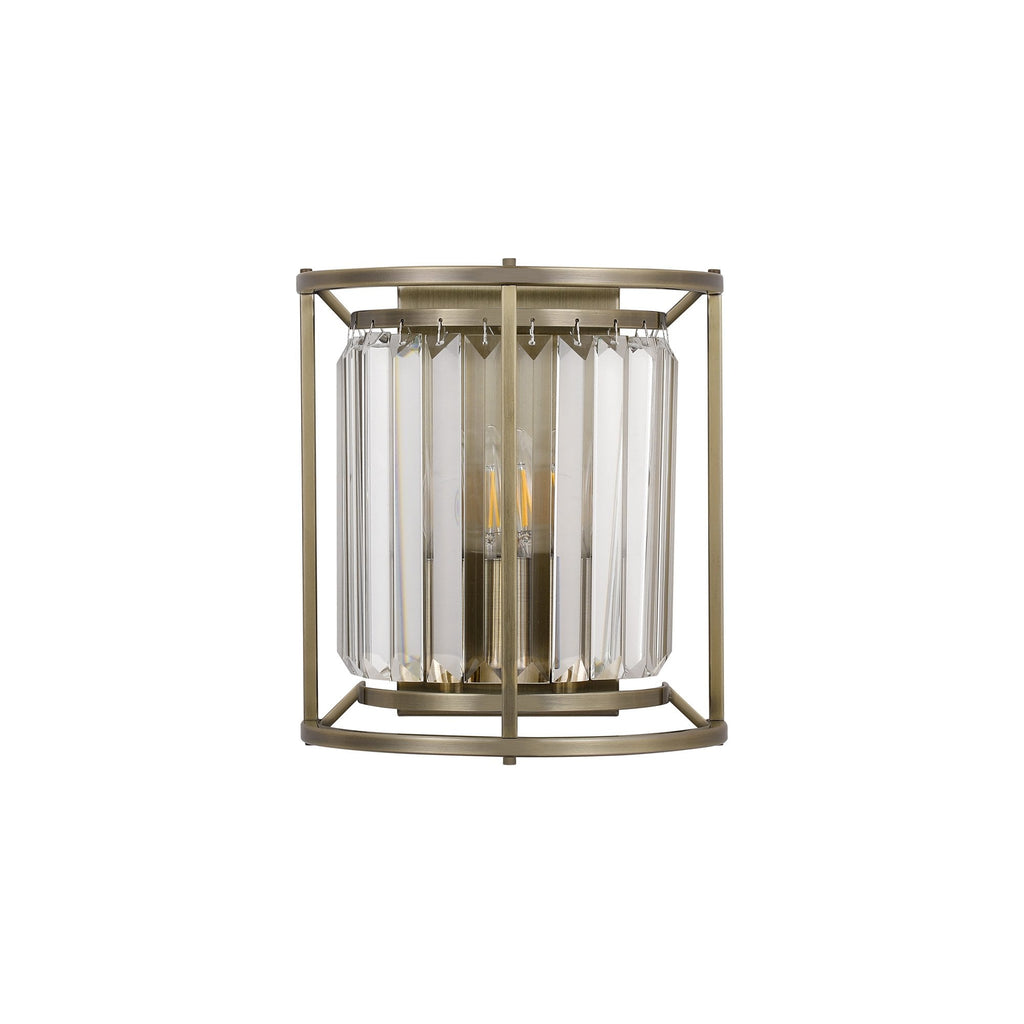 NL91369 Maccia 2 Light Wall Light Antique Brass Clear