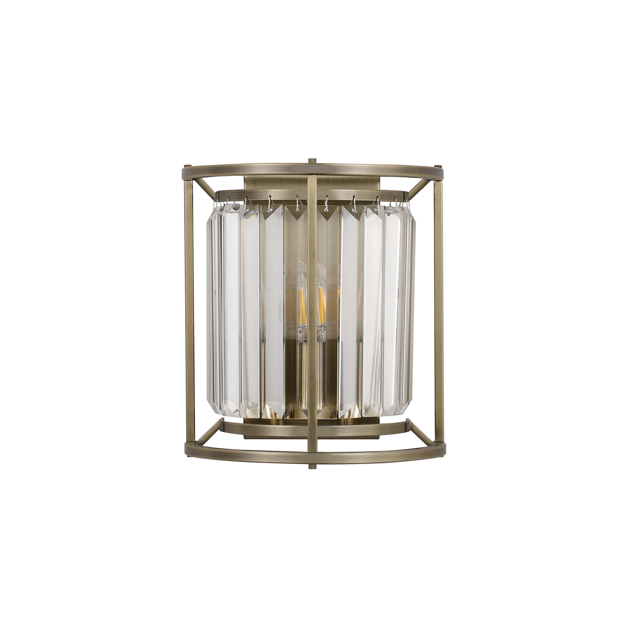 NL91369 Maccia 2 Light Wall Light Antique Brass Clear
