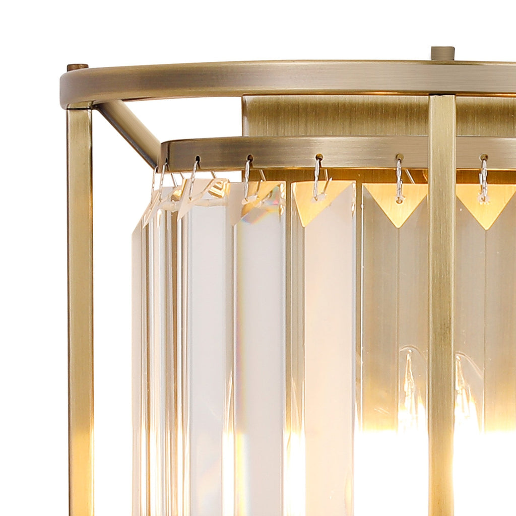 NL91369 Maccia 2 Light Wall Light Antique Brass Clear