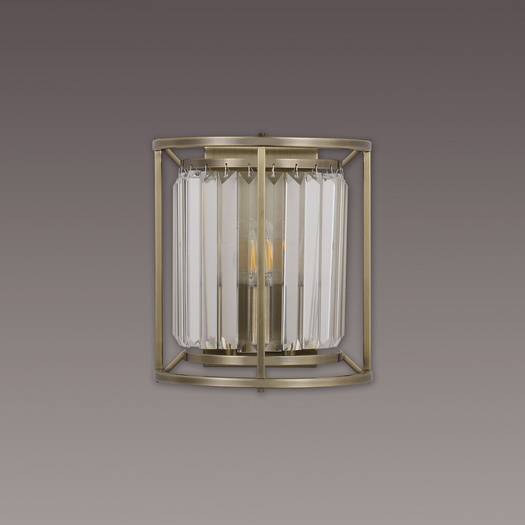 NL91369 Maccia 2 Light Wall Light Antique Brass Clear