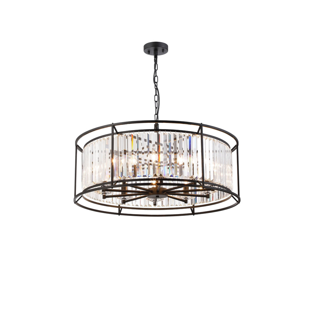 NL93059 Maccia 10 Light Pendant Satin Black Clear