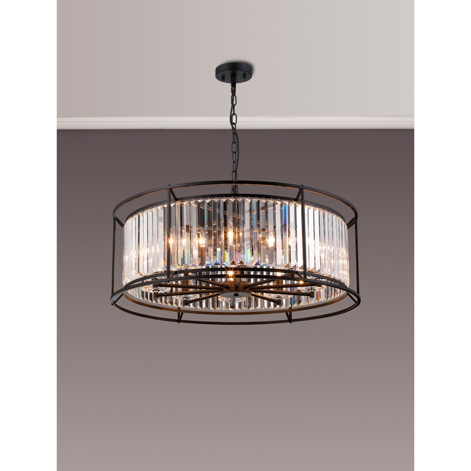 NL93059 Maccia 10 Light Pendant Satin Black Clear