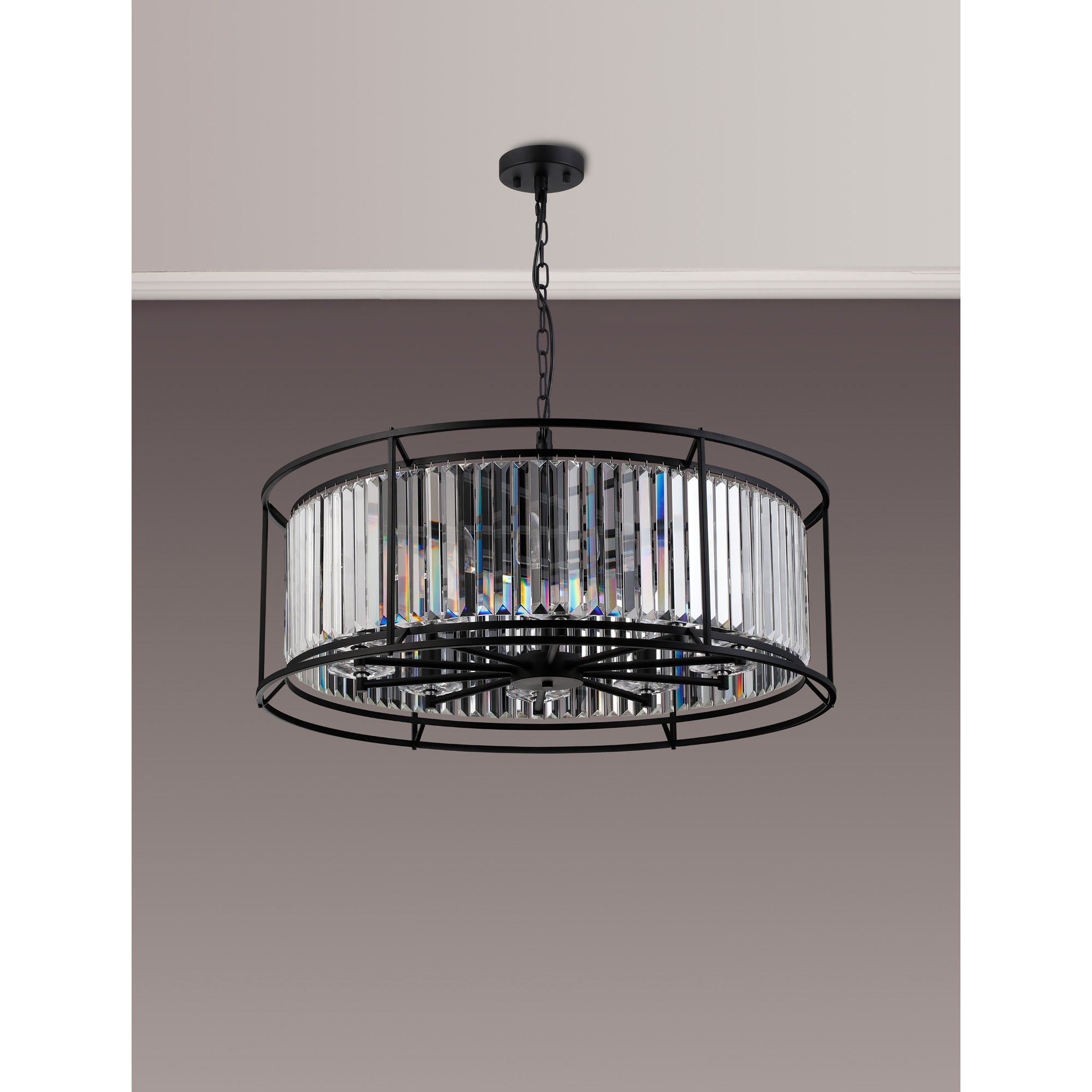 NL93059 Maccia 10 Light Pendant Satin Black Clear