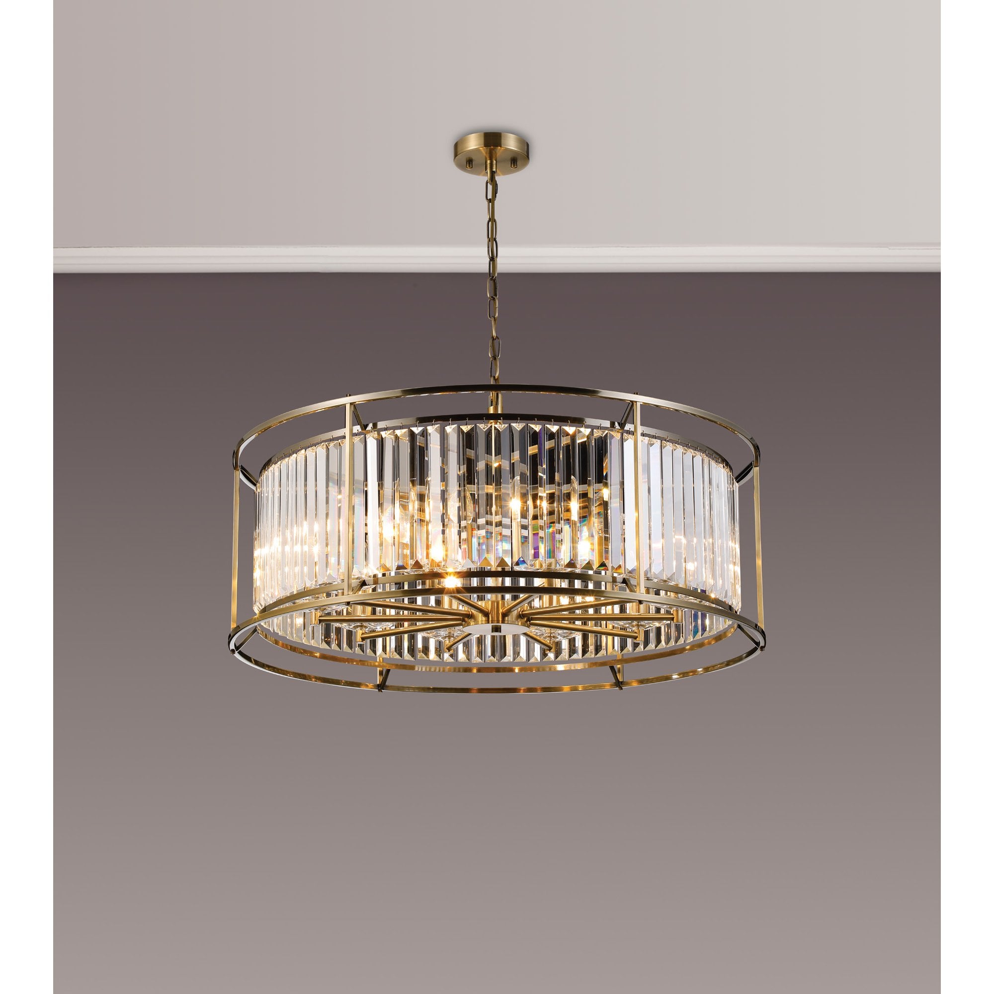 NL93079 Maccia 10 Light Pendant Antique Brass Clear