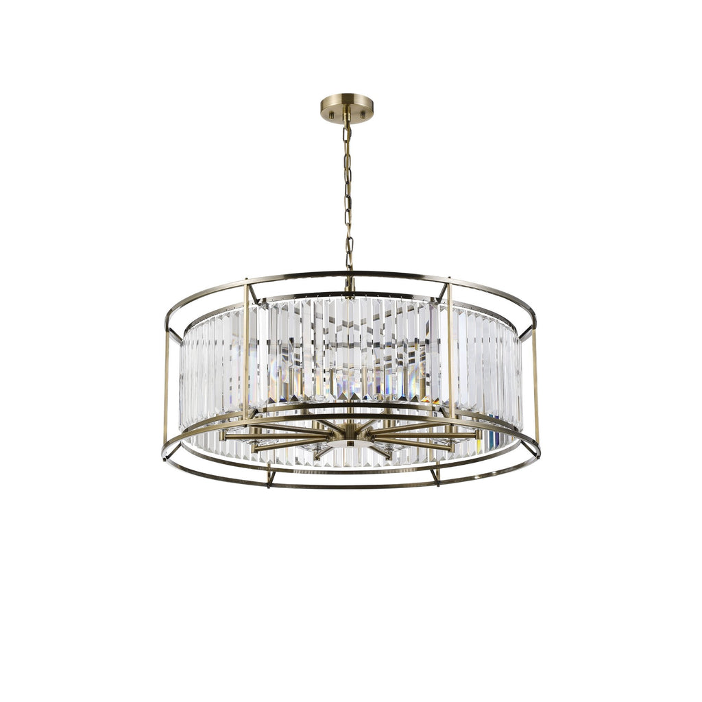 NL93079 Maccia 10 Light Pendant Antique Brass Clear