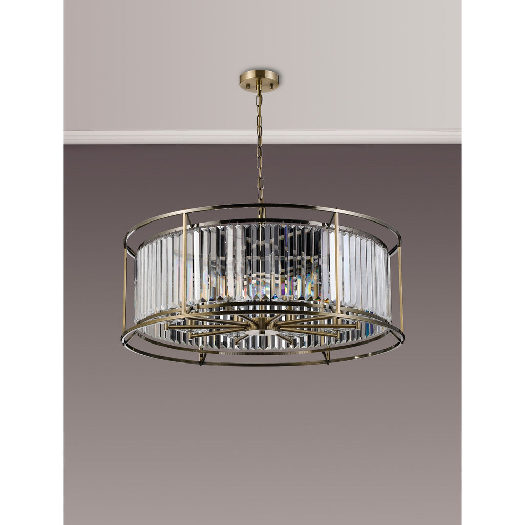NL93079 Maccia 10 Light Pendant Antique Brass Clear
