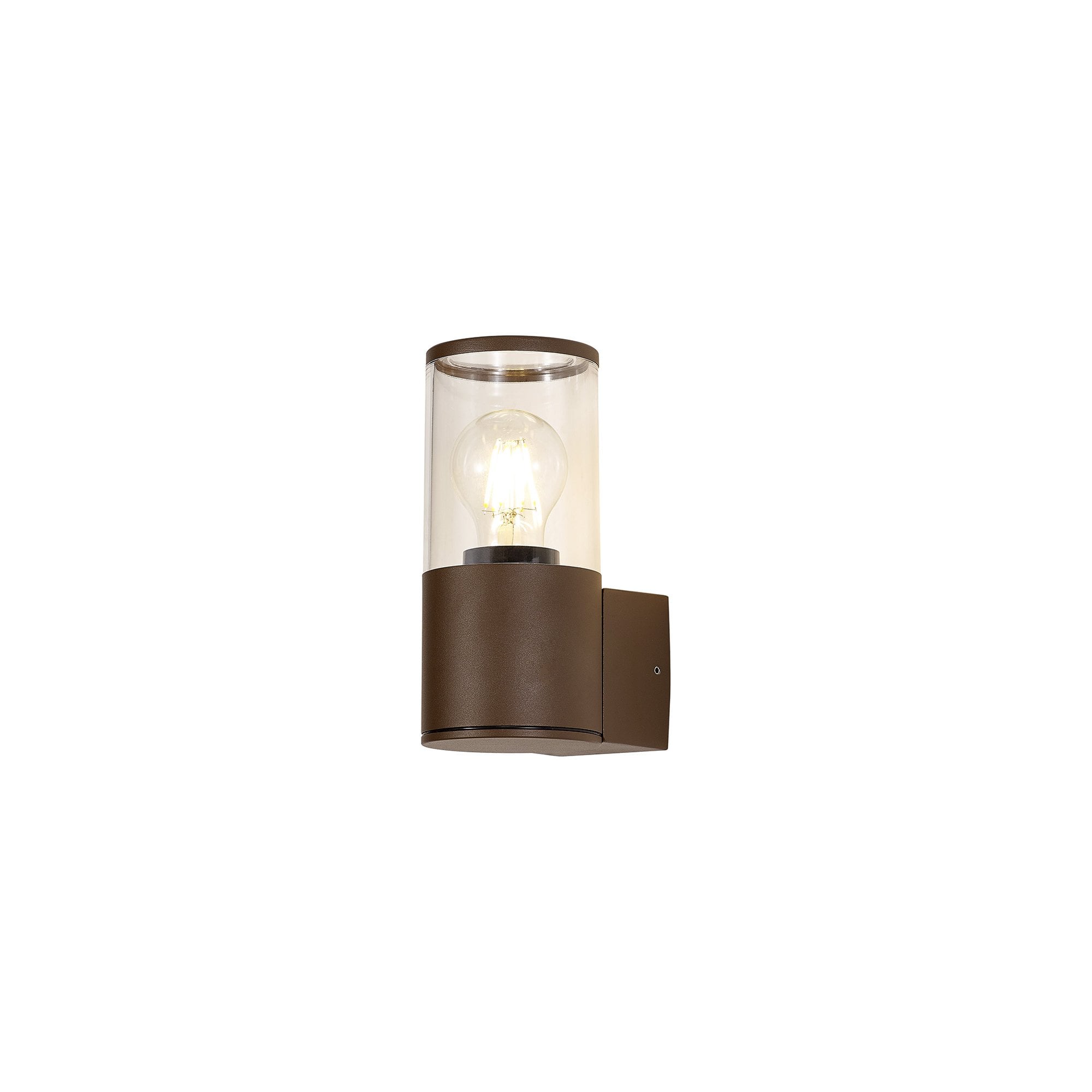 NL7074/CL9 Marc 1 Light Outdoor Wall Light Matt Brown Clear