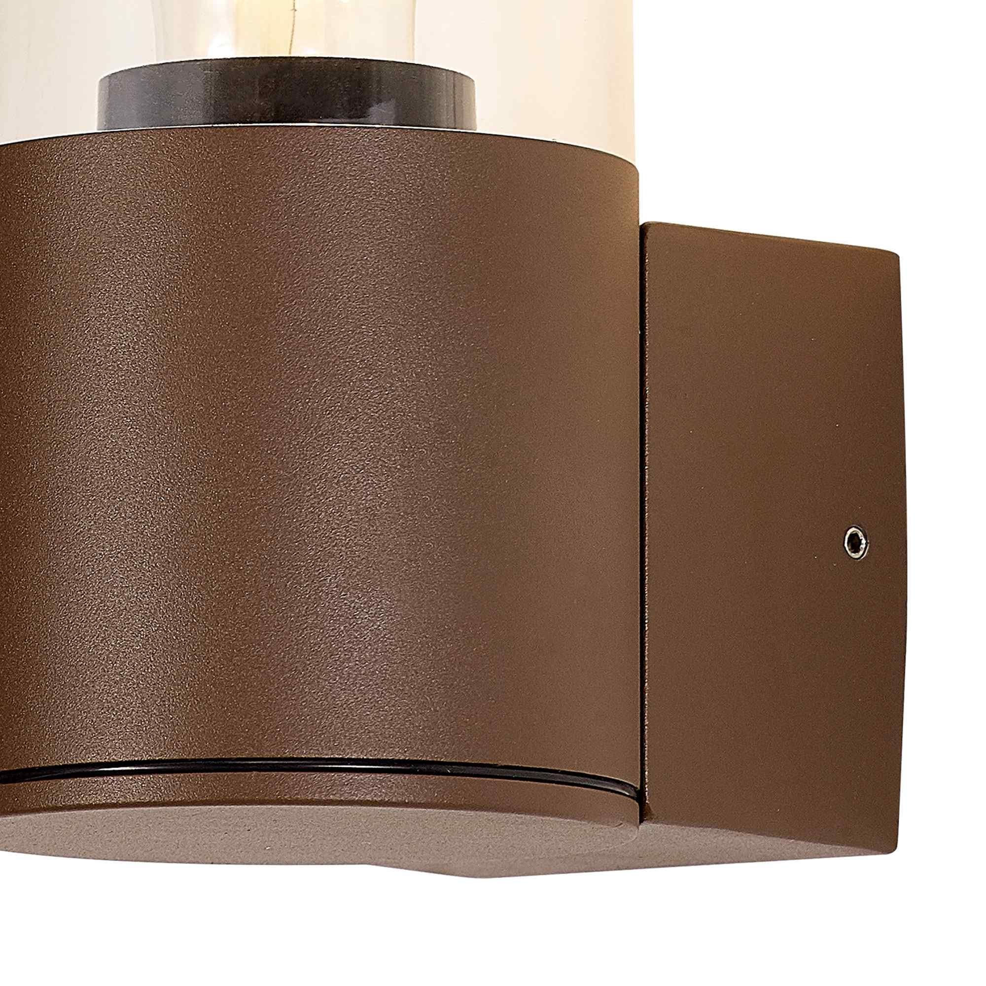 NL7074/CL9 Marc 1 Light Outdoor Wall Light Matt Brown Clear