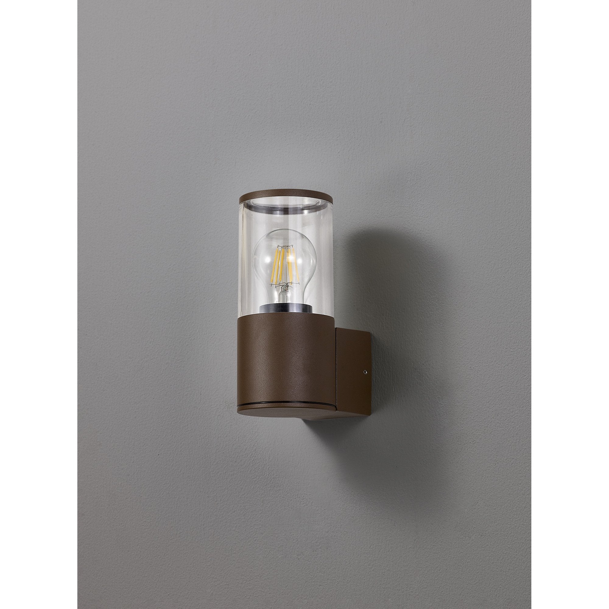 NL7074/CL9 Marc 1 Light Outdoor Wall Light Matt Brown Clear