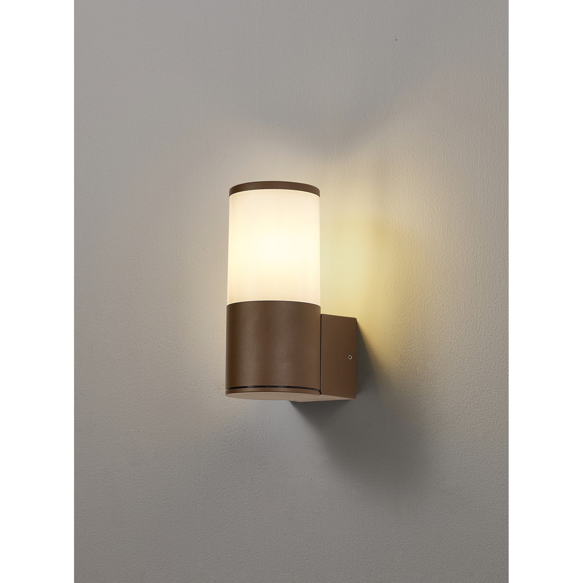 NL7074/OP9 Marc 1 Light Outdoor Wall Light Matt Brown Opal